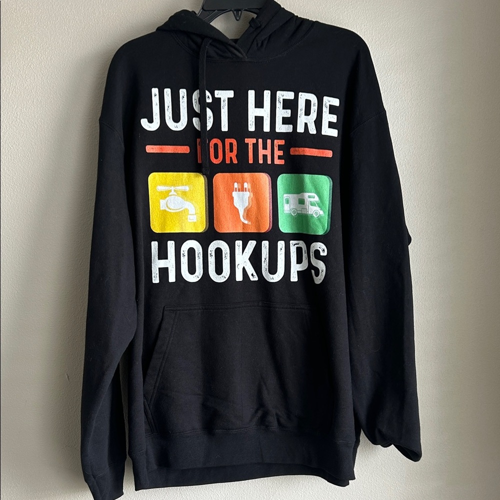 Black Graphic Hoodie with Fun Print Size XL